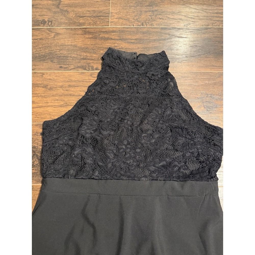Black Lace High Neck Fit & Flare Cocktail Dress Sleeveless Party Formal ALine 2X - Picture 3 of 8
